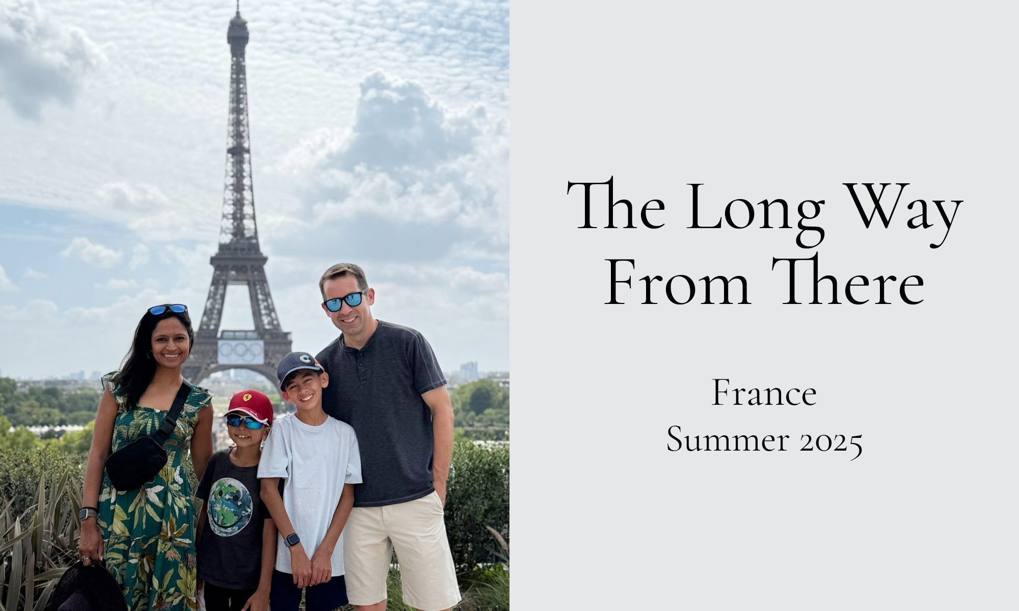 Chad Kase and his family in front of the Eiffel Tower during a summer 2025 trip to France.
